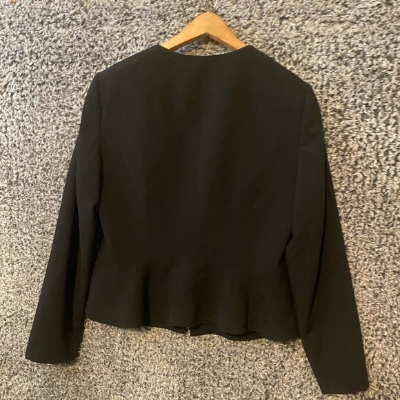 CALVIN KLEIN Blazer Front Zip Up Jacket Size 10 Collarless Black/DarkBlue - Picture 4 of 7